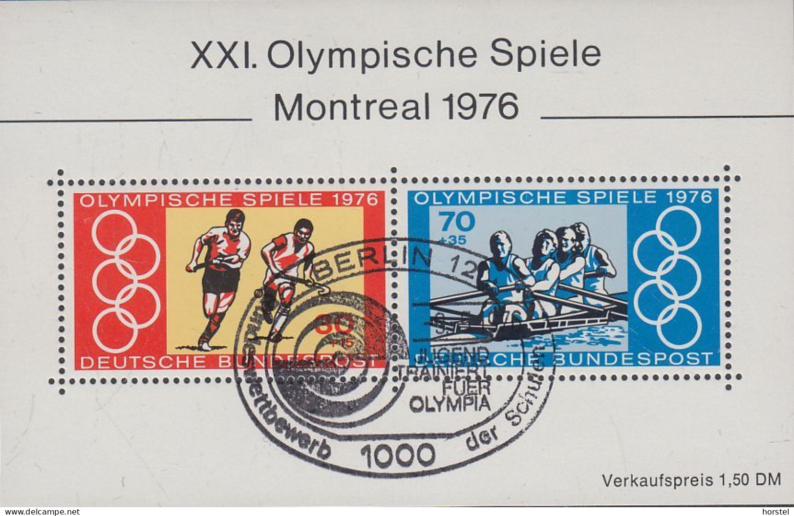 Deutschland Block 12  XXI. Olympische Spiele Montreal 1976 - Sonderstempel  "Jugend Trainiert " - Gebraucht