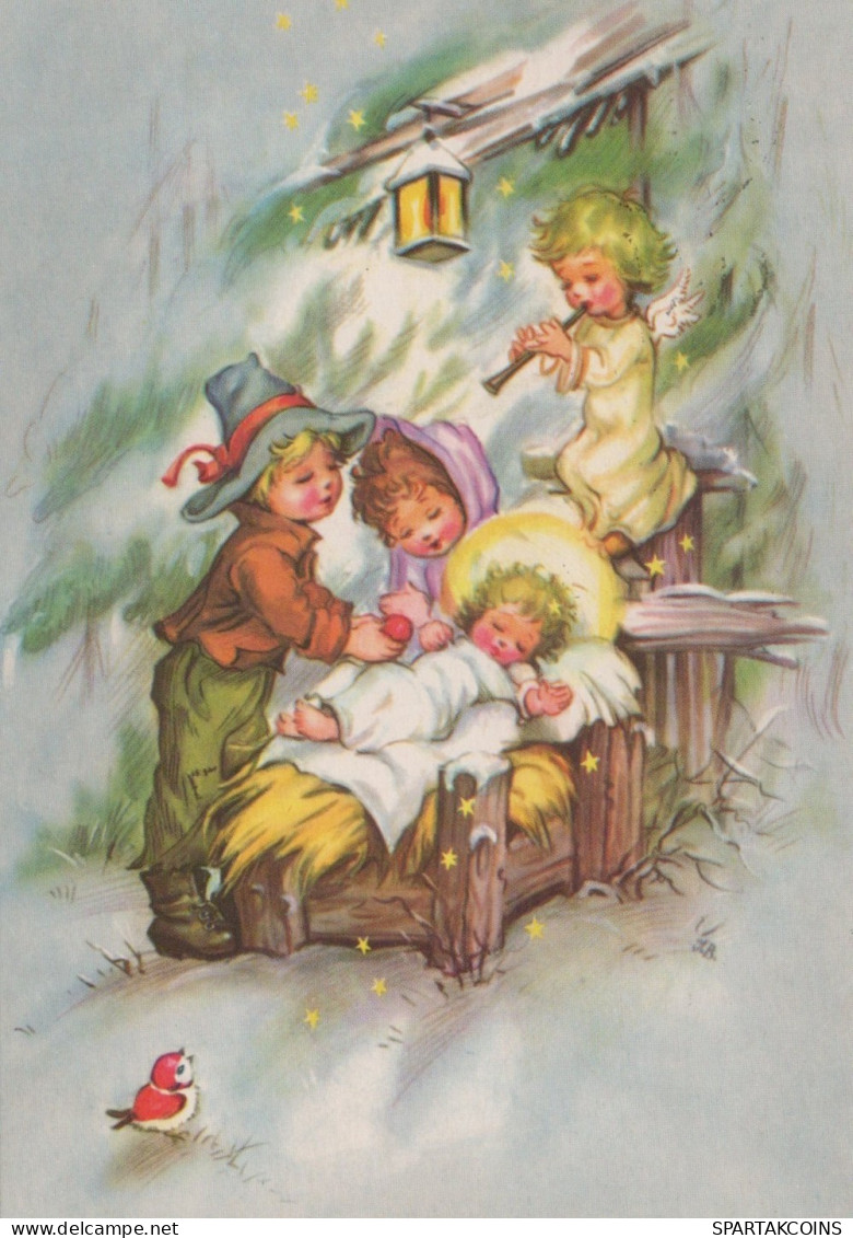 ANGELO Buon Anno Natale Vintage Cartolina CPSMPF #PAG725.IT - Angels