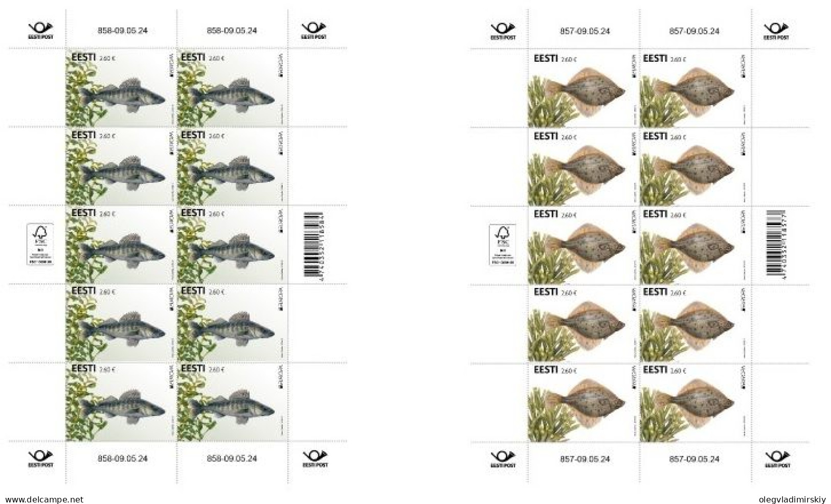 Estonia Estland Estonie 2024 Europa CEPT Underwater Flora And Fauna Fishes Omniva Set Of 2 Sheetlets MNH - Poissons