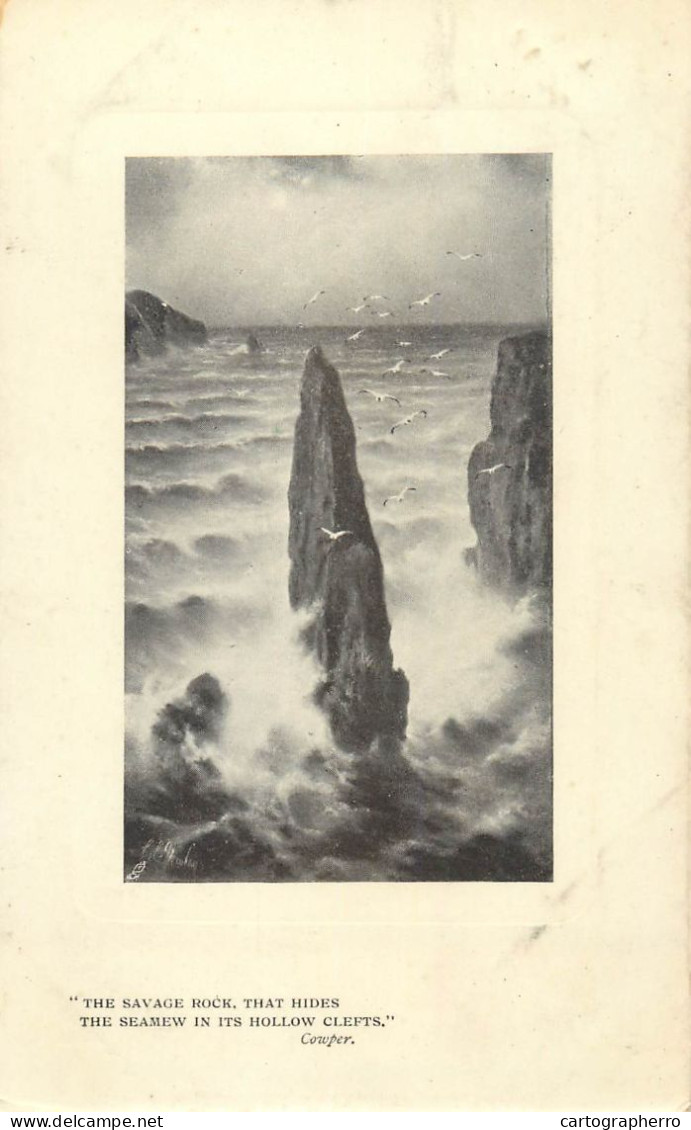 British Scenic UK Raphael Tuck Glosso Surging Seas Poem - Other & Unclassified