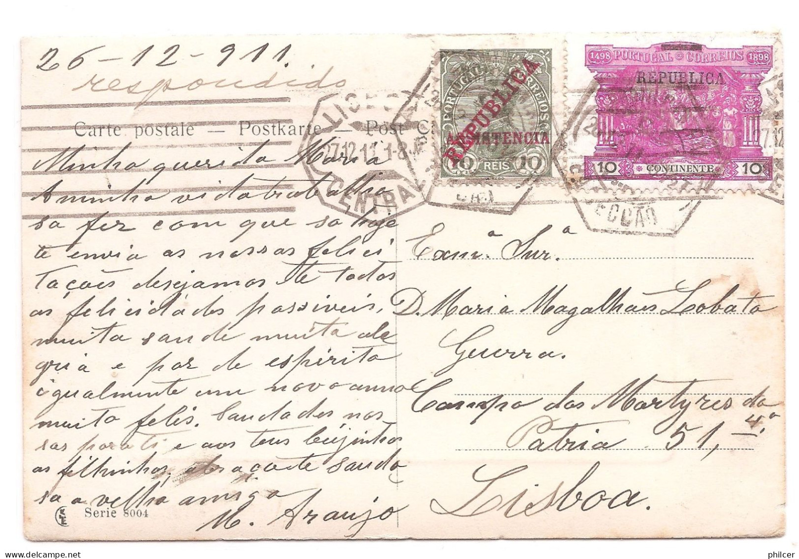 Portugal, 1911,  # 193, Lisboa-Lisboa - Briefe U. Dokumente