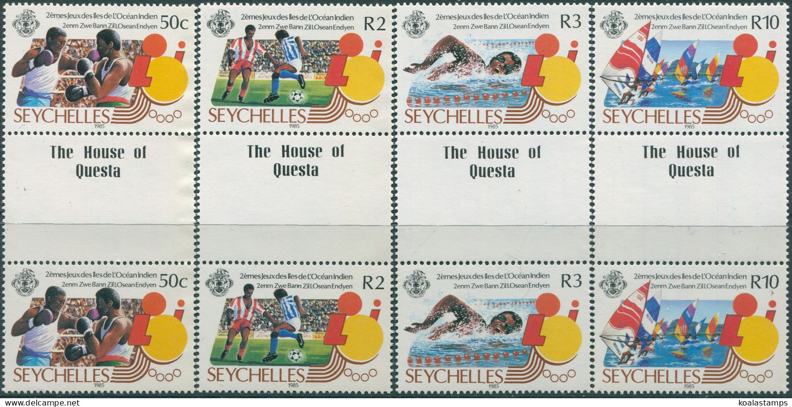 Seychelles 1985 SG619-622 Island Games Gutter Pairs Set MNH - Seychelles (1976-...)