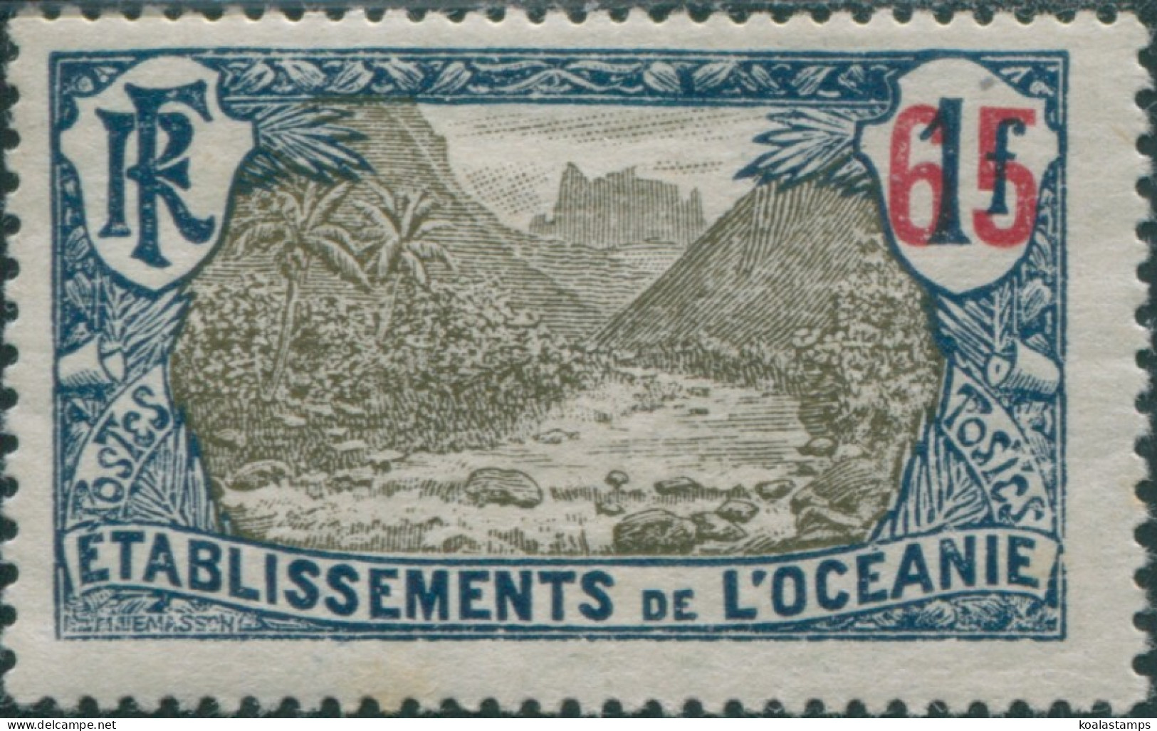 French Oceania 1916 SG64 65 On 1f Brown And Blue Valley Of Fautaua MLH - Autres & Non Classés