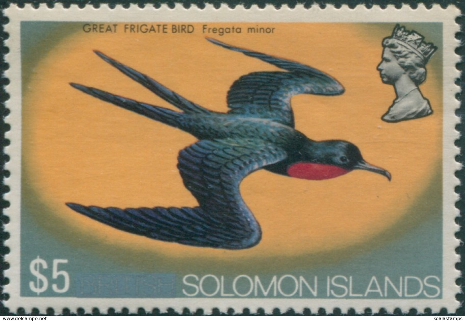 Solomon Islands 1975 SG300 $5 Great Frigate Bird MLH - Solomon Islands (1978-...)