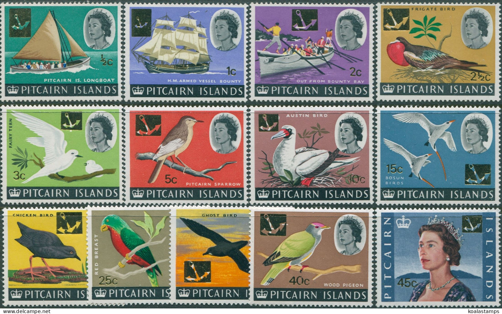 Pitcairn Islands 1967 SG69-81 Birds And Ships QEII Set MLH - Islas De Pitcairn