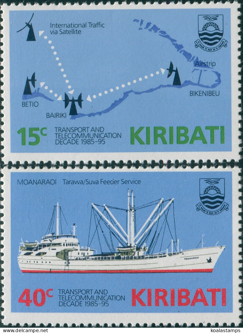 Kiribati 1985 SG249-250 Transport And Communications Set MNH - Kiribati (1979-...)