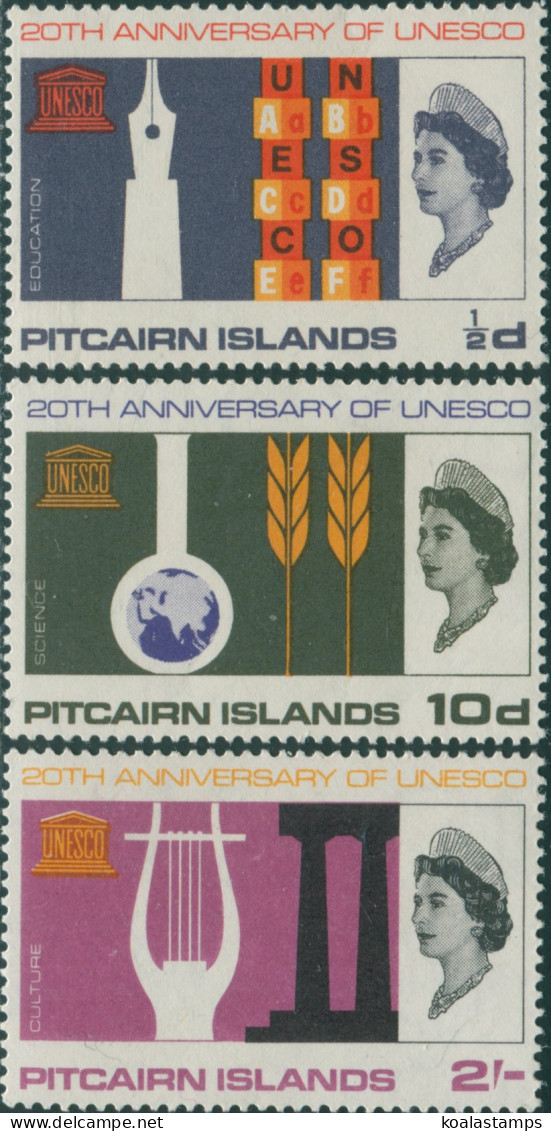 Pitcairn Islands 1966 SG61-63 UNESCO Set MNH - Islas De Pitcairn