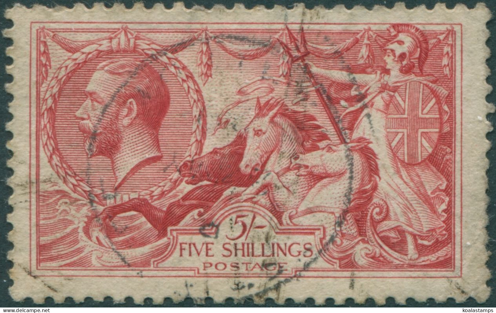 Great Britain 1913 SG401 5/- Rose-carmine KGV Sea Horses FU - Ohne Zuordnung