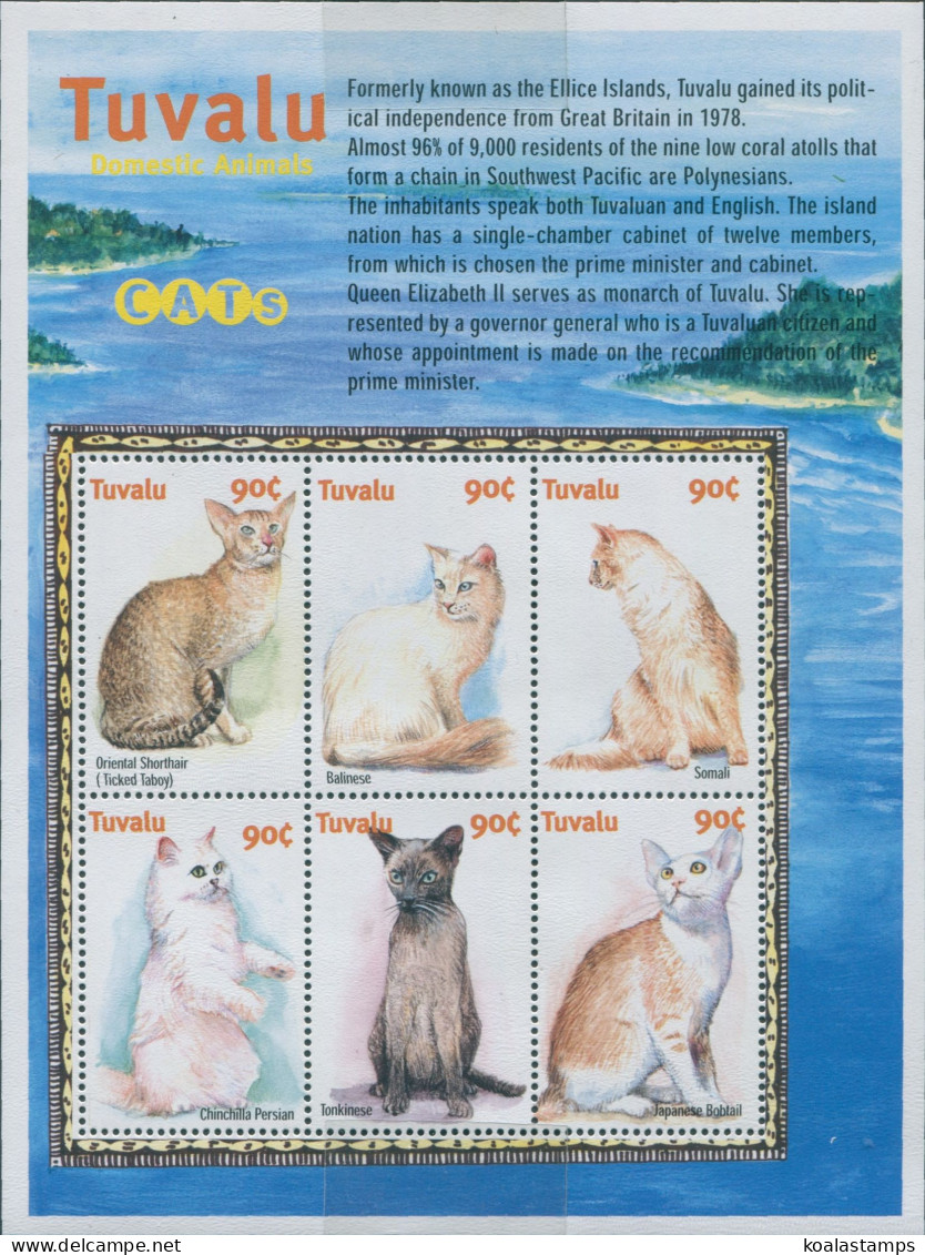 Tuvalu 2000 SG952a Cats Sheetlet MNH - Tuvalu