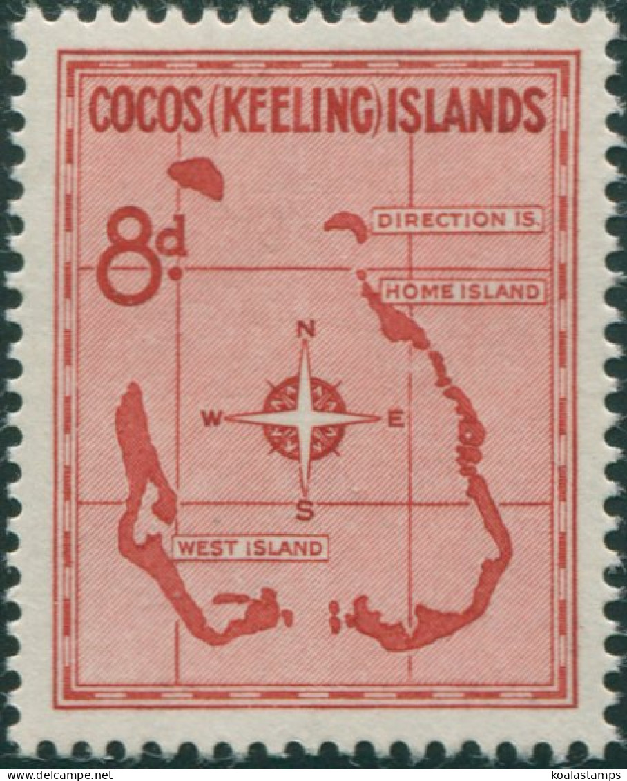 Cocos Islands 1963 SG3 8d Map MNH - Islas Cocos (Keeling)