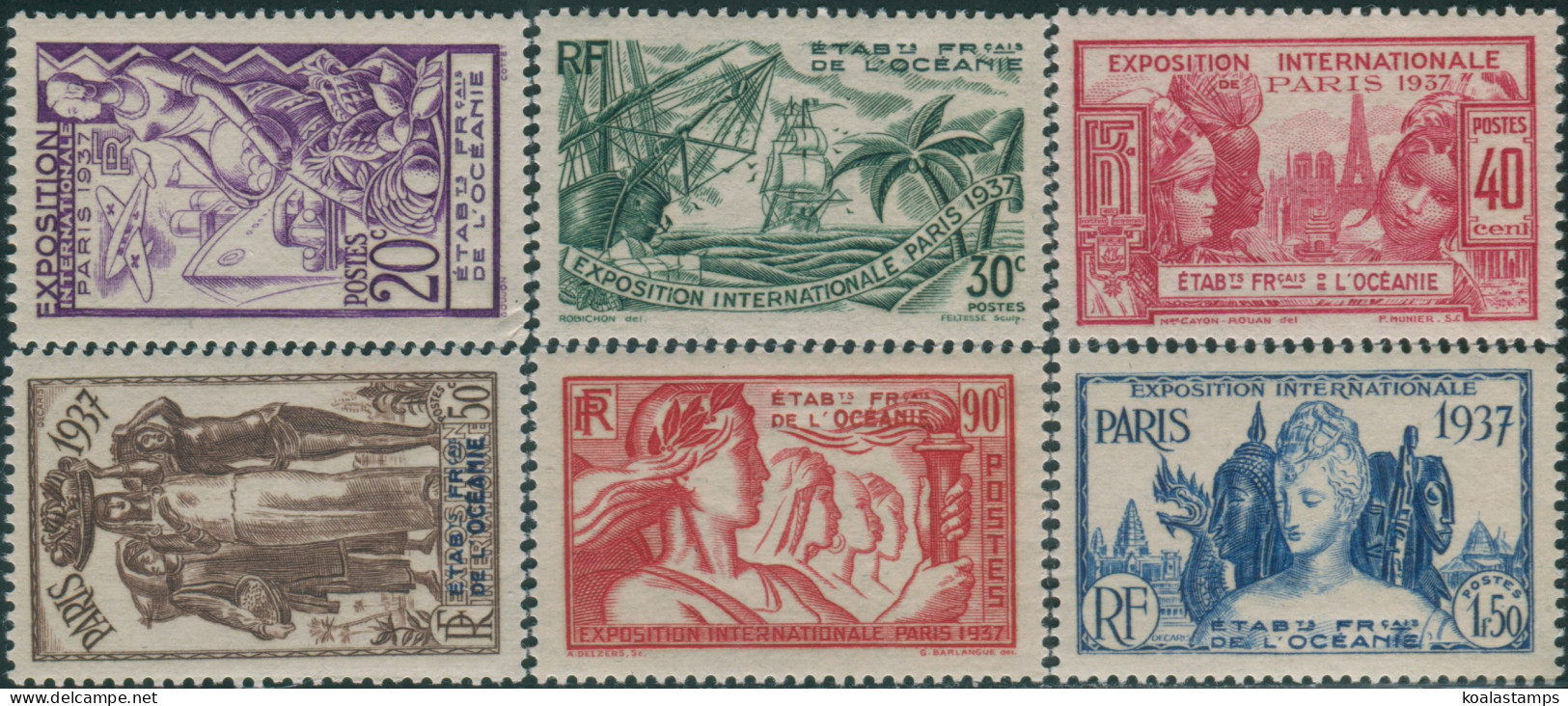 French Oceania 1937 SG121-126 Exhibition Paris MLH - Altri & Non Classificati