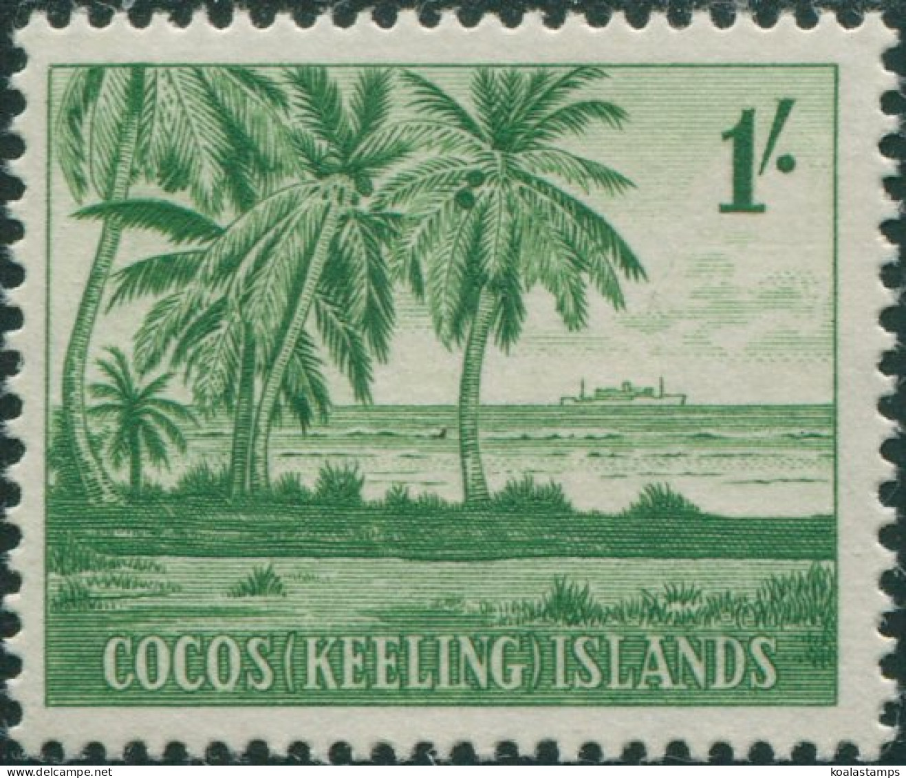 Cocos Islands 1963 SG4 1/- Palms MLH - Kokosinseln (Keeling Islands)