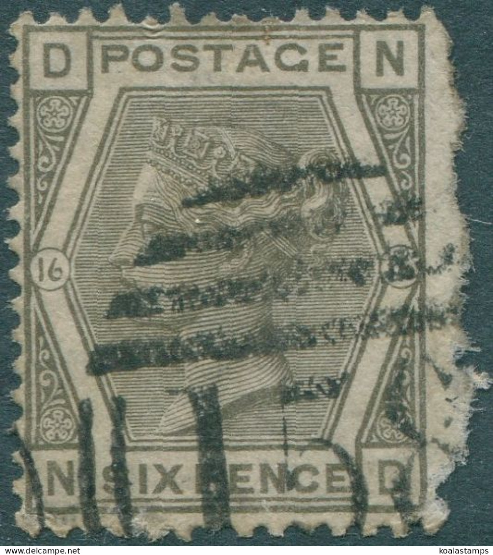 Great Britain 1873 SG147 6d Grey QV Plate 16 DNND Wing FU - Other & Unclassified