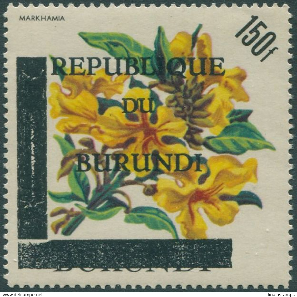 Burundi 1967 SG255 150f Markhamia Flower With Two Bars Ovpt MNH - Andere & Zonder Classificatie