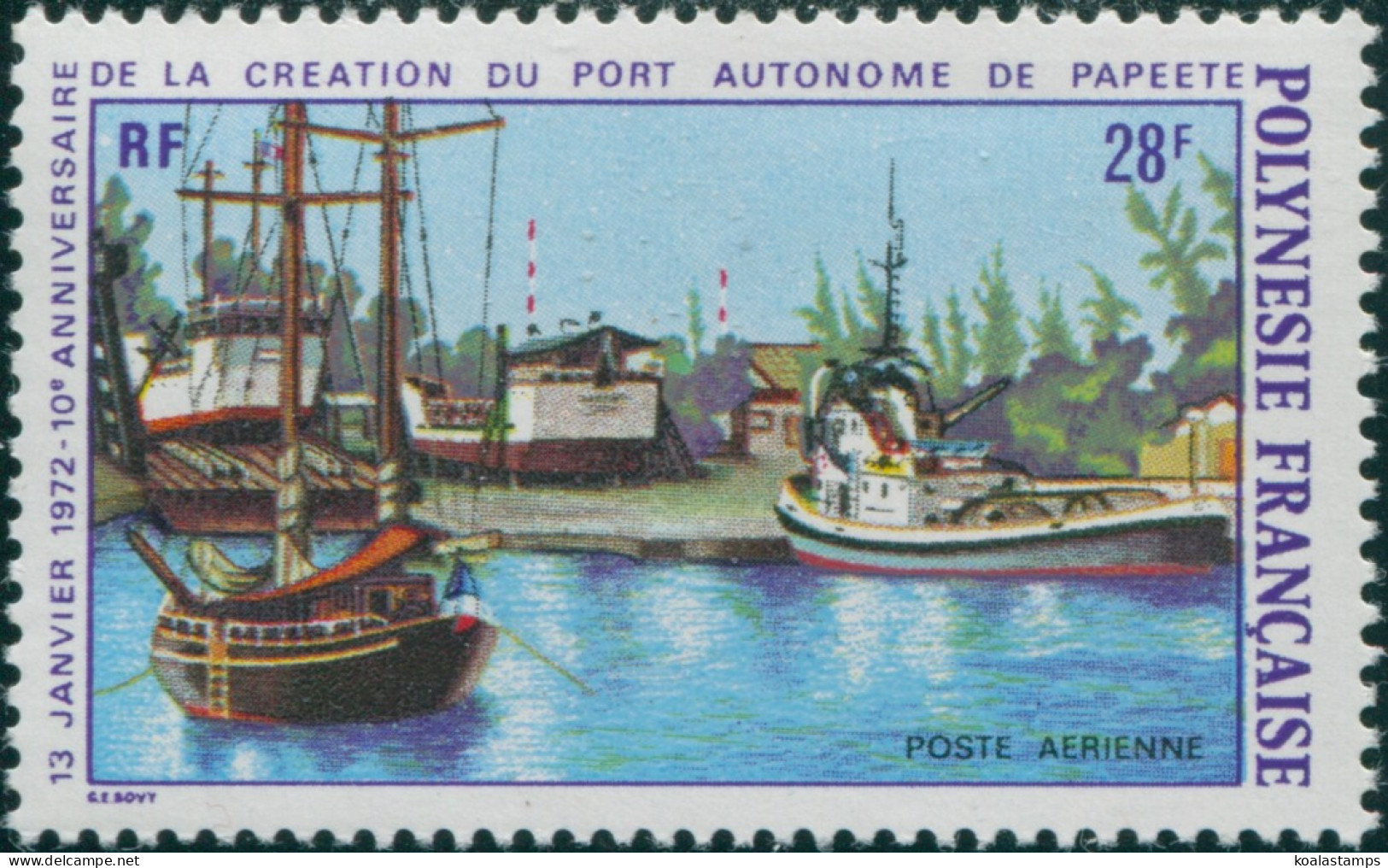 French Polynesia 1972 Sc#C83,SG153 28f Papeete Harbour MNH - Altri & Non Classificati