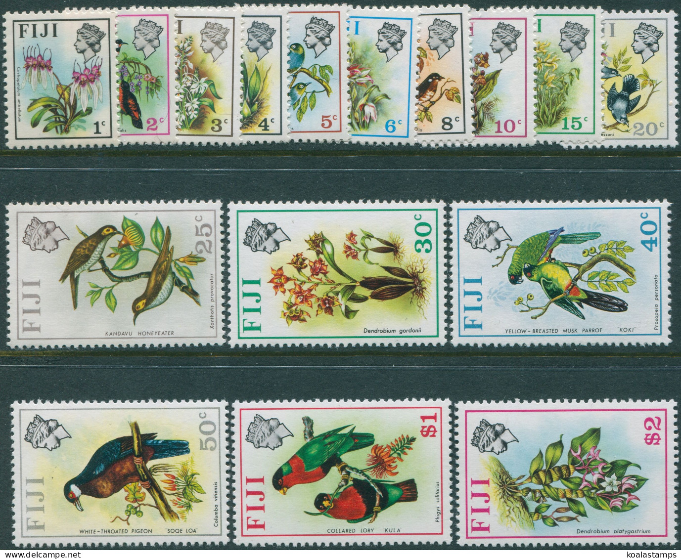 Fiji 1971 SG435-450 Birds And Flowers Set MNH - Fidji (1970-...)