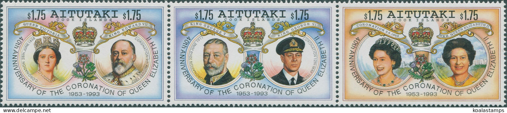 Aitutaki 1993 SG650-652 Coronation Anniversary Set MNH - Cookinseln