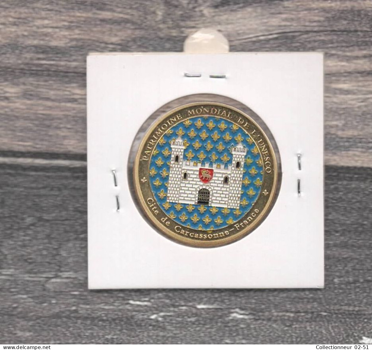 Médaille Souvenirs&Patrimoine : Carcassonne Patrimoine Mondial (couleur Or) - Andere & Zonder Classificatie