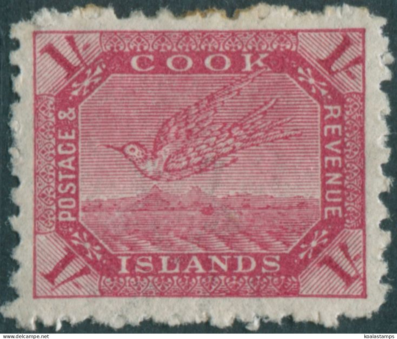 Cook Islands 1902 SG36 1/- Carmine White Tern MH - Cook