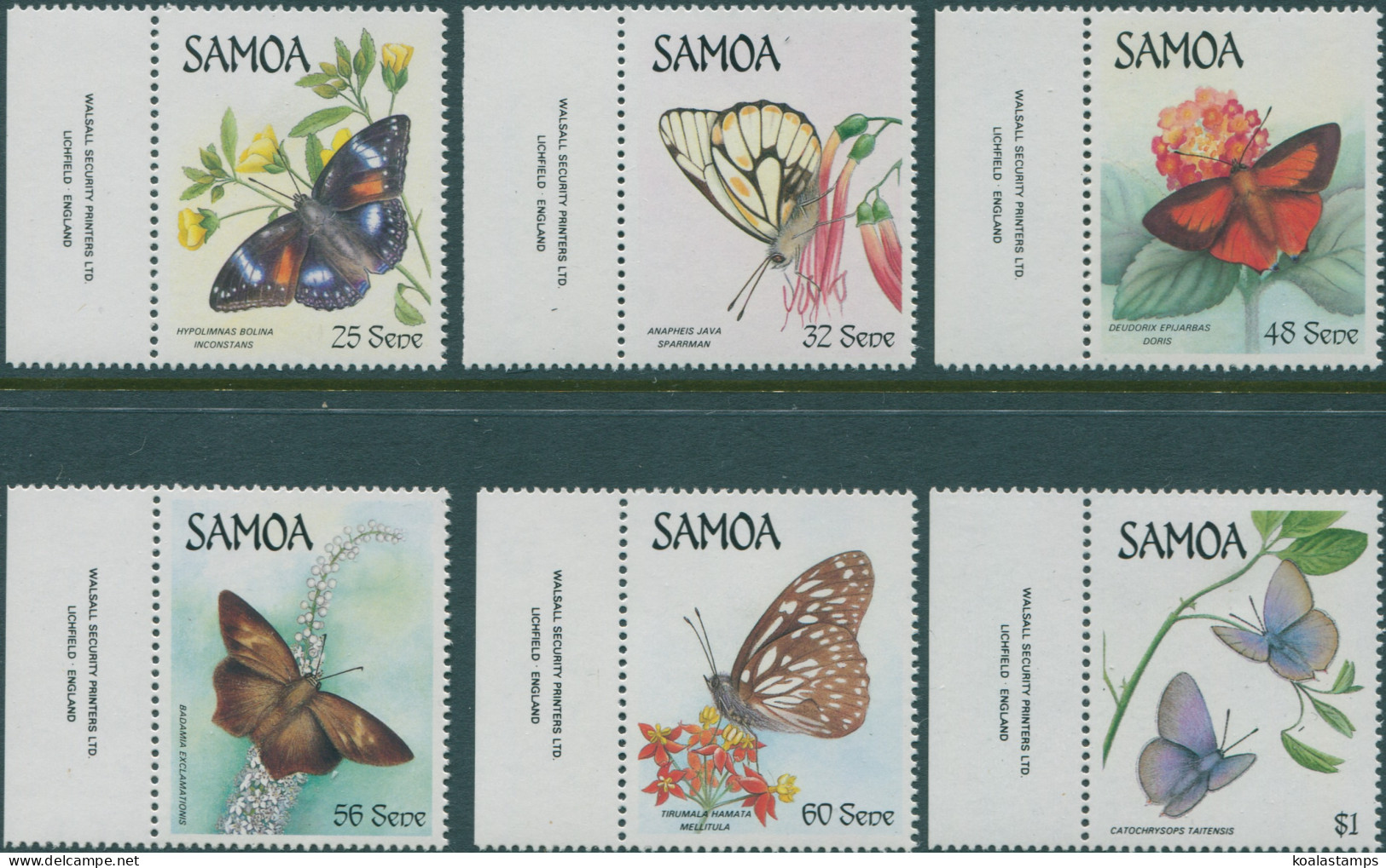Samoa 1986 SG716-721 Butterflies Set MNH - Samoa