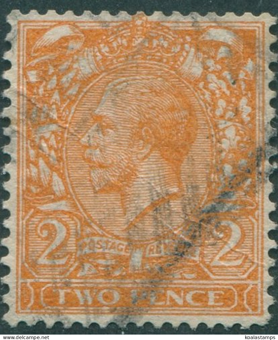 Great Britain 1912 SG368 2d Orange KGV #1 Crease FU (amd) - Unclassified