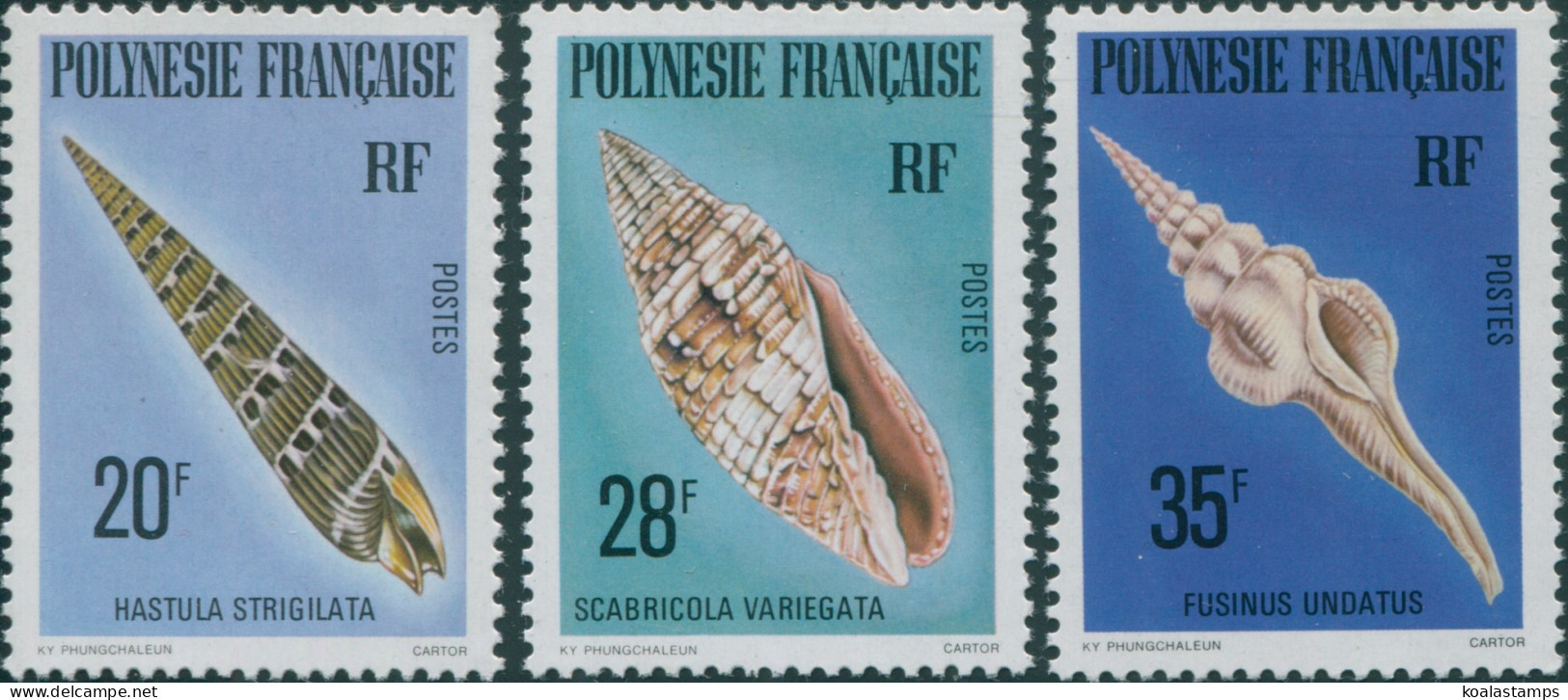 French Polynesia 1979 Sc#323-325,SG307-309 Sea Shells Set MNH - Andere & Zonder Classificatie