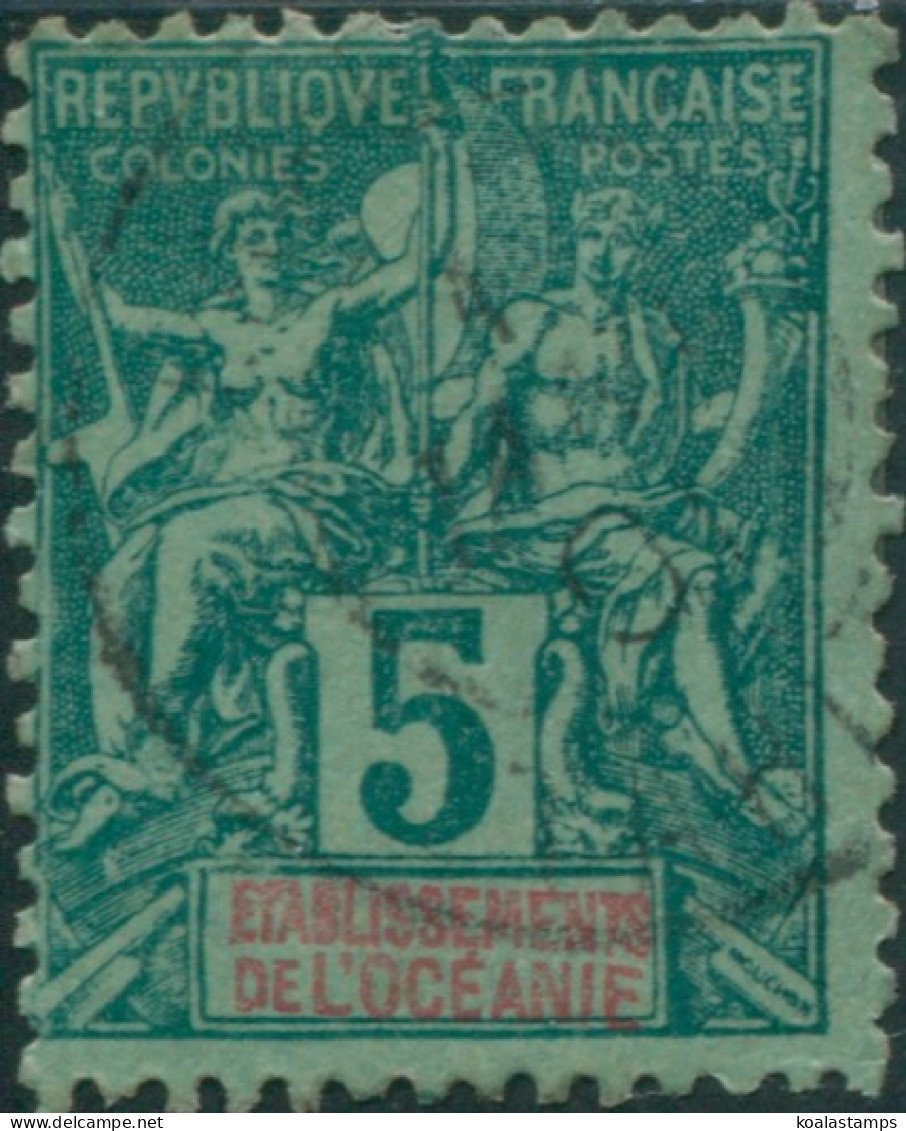 French Oceania 1892 SG4 5c Deep Green And Red On Green Navigation FU - Sonstige & Ohne Zuordnung