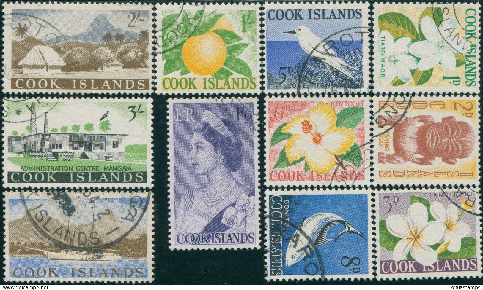 Cook Islands 1963 SG163-173 Flowers Birds Buildings Fish Set FU - Cookinseln