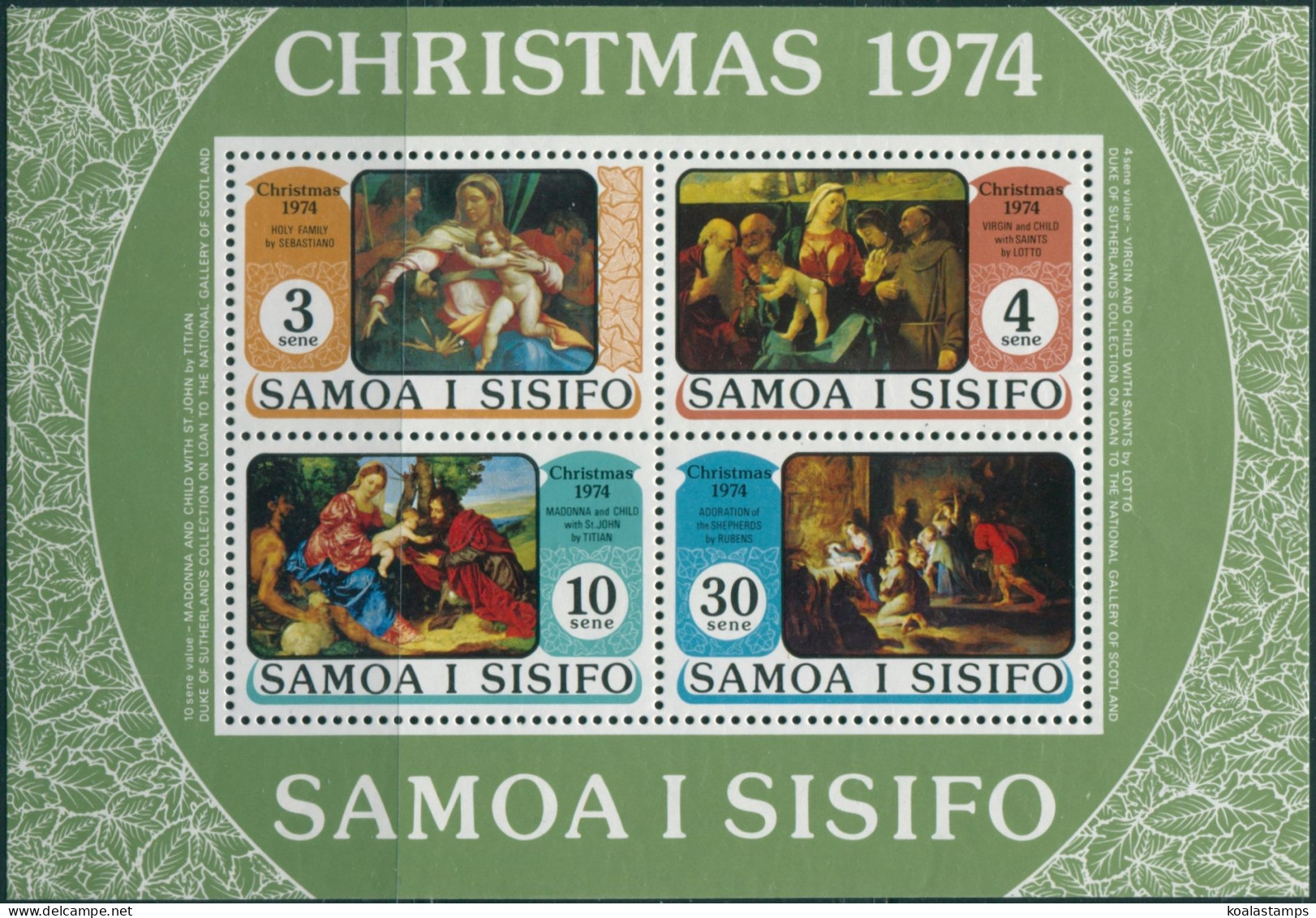 Samoa 1974 SG439 Christmas MS MNH - Samoa