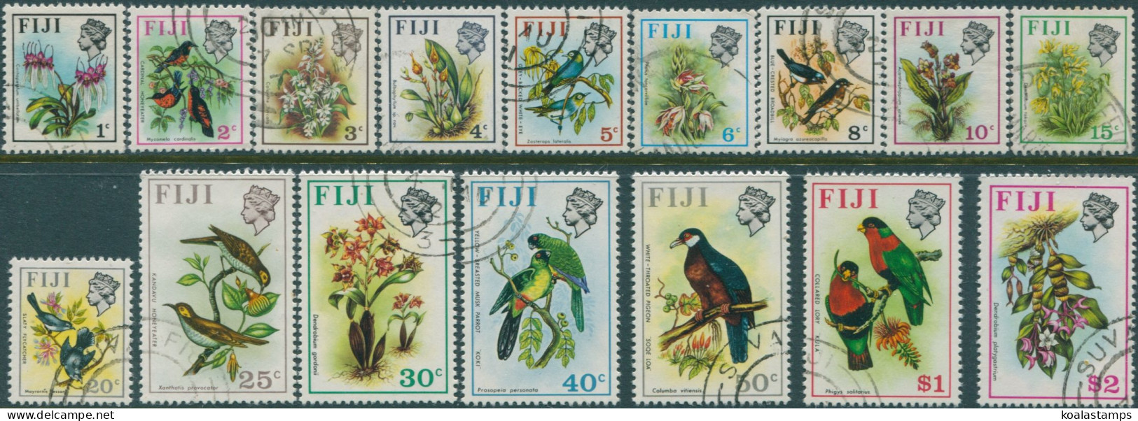 Fiji 1971 SG435-450 Flowers Birds Set FU - Fiji (1970-...)
