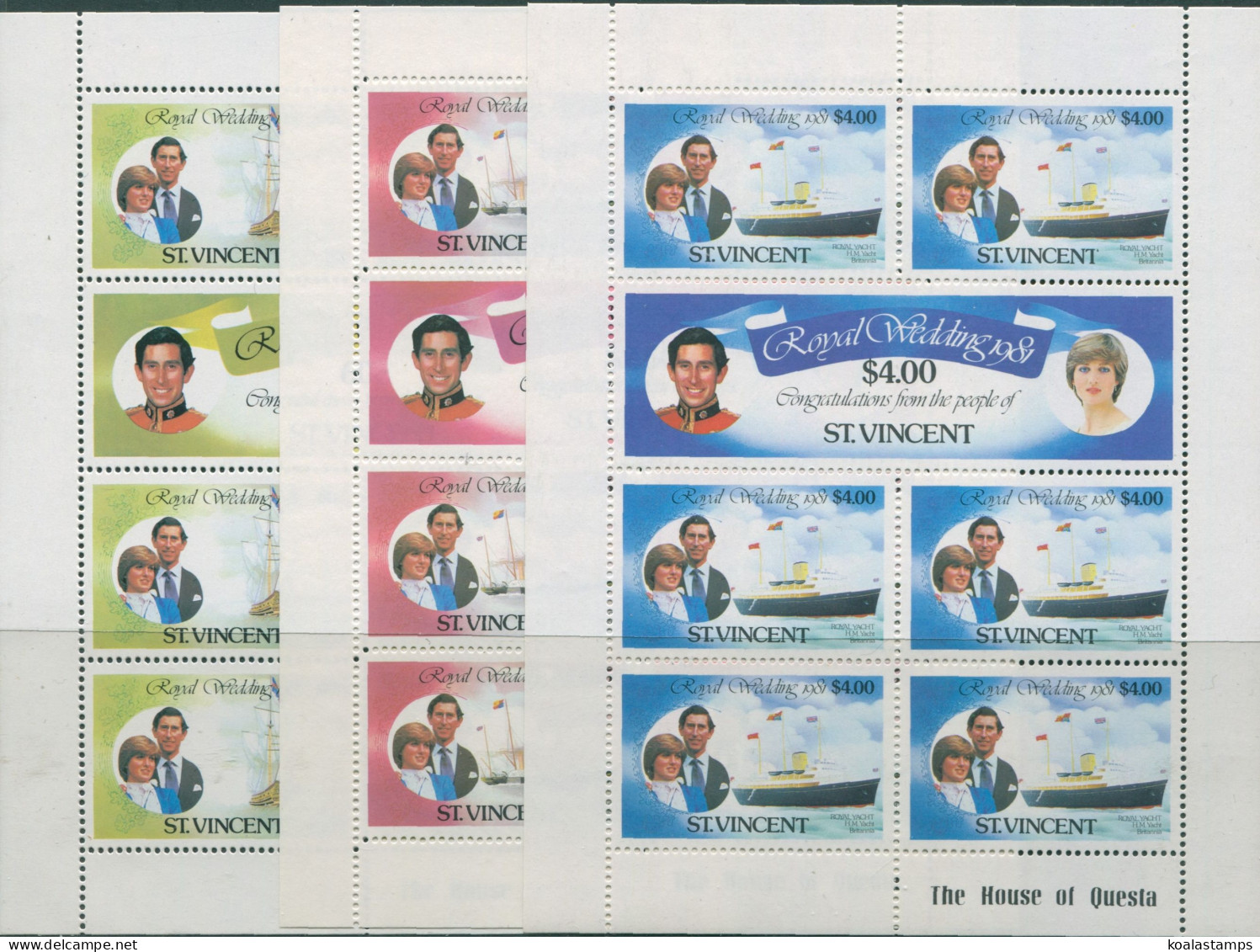 St Vincent 1981 SG668-673 Royal Wedding Sheets Set MNH - St.Vincent (1979-...)