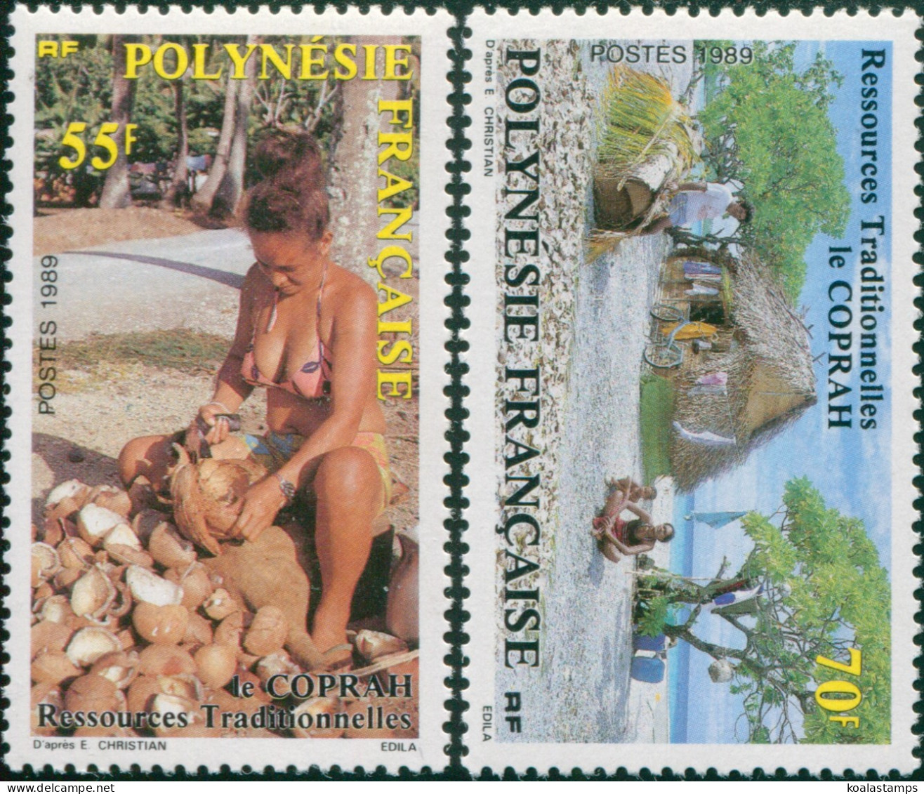 French Polynesia 1989 Sc#505-506,SG555-556 Copra Production Set MNH - Andere & Zonder Classificatie