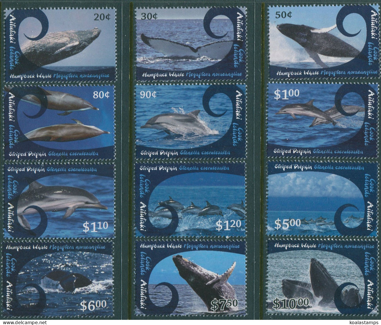 Aitutaki 2012 SG778-801 Whales Dolphins Set MNH - Cookinseln