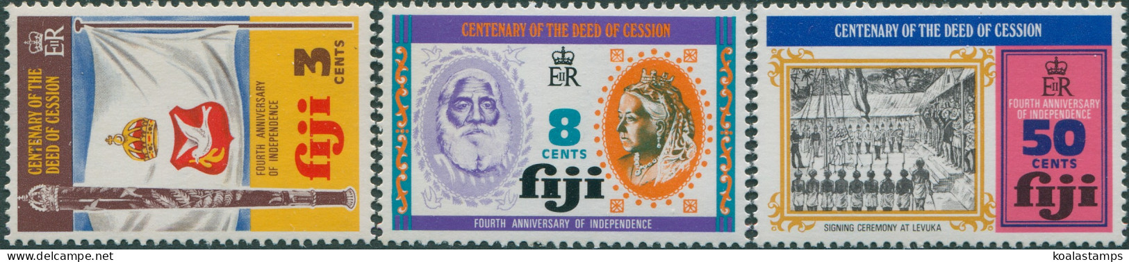 Fiji 1974 SG502-504 Deed Of Cession Set MNH - Fiji (1970-...)