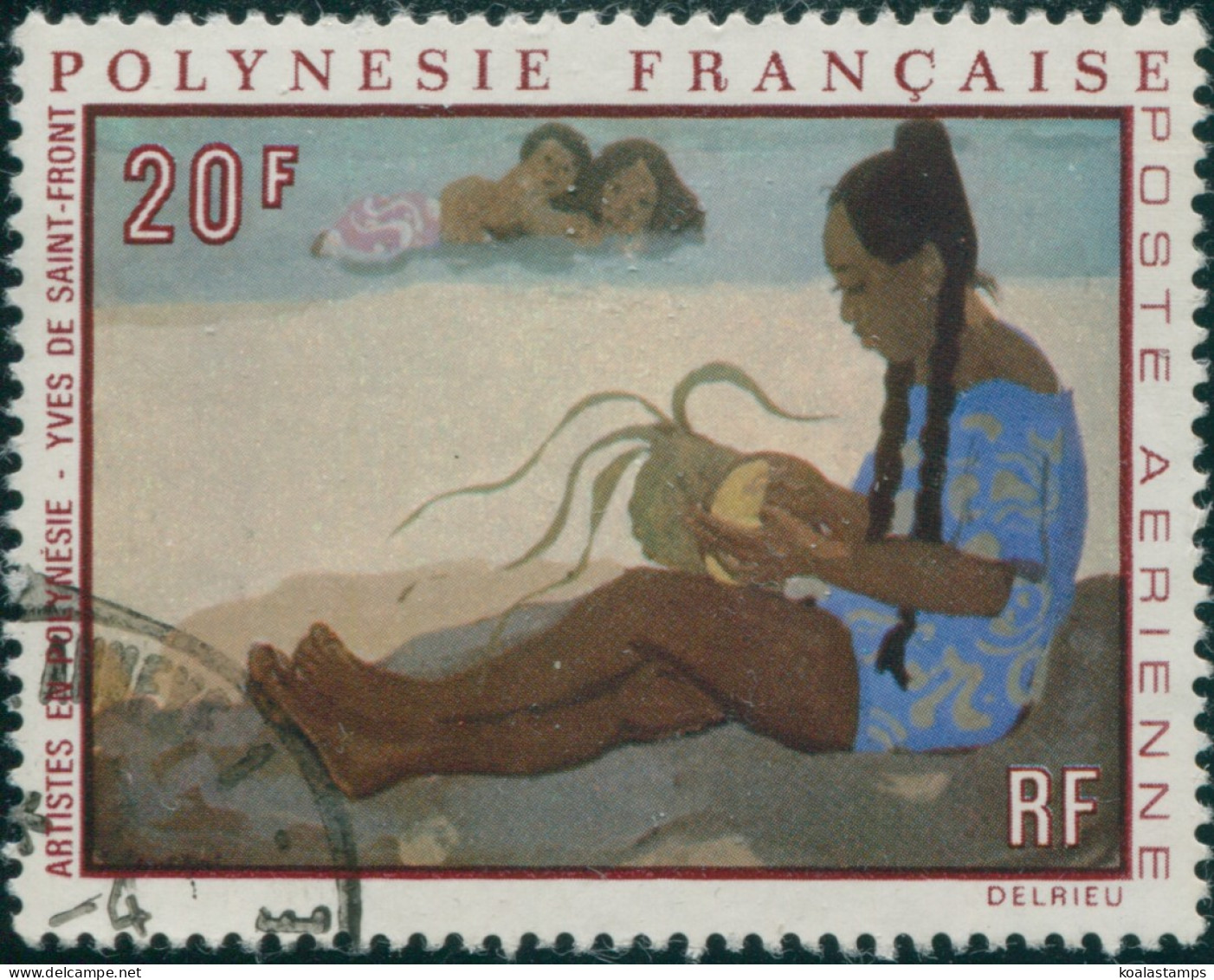 French Polynesia 1970 Sc#C63,SG122 20f Polynesian Woman Painting FU - Altri & Non Classificati