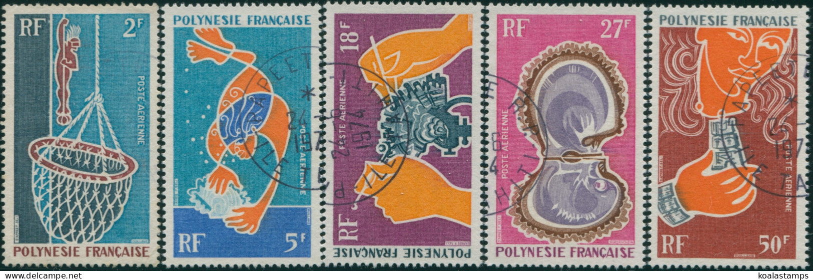 French Polynesia 1970 Sc#C57-C61,SG116-120 Pearl-diving Set FU - Other & Unclassified