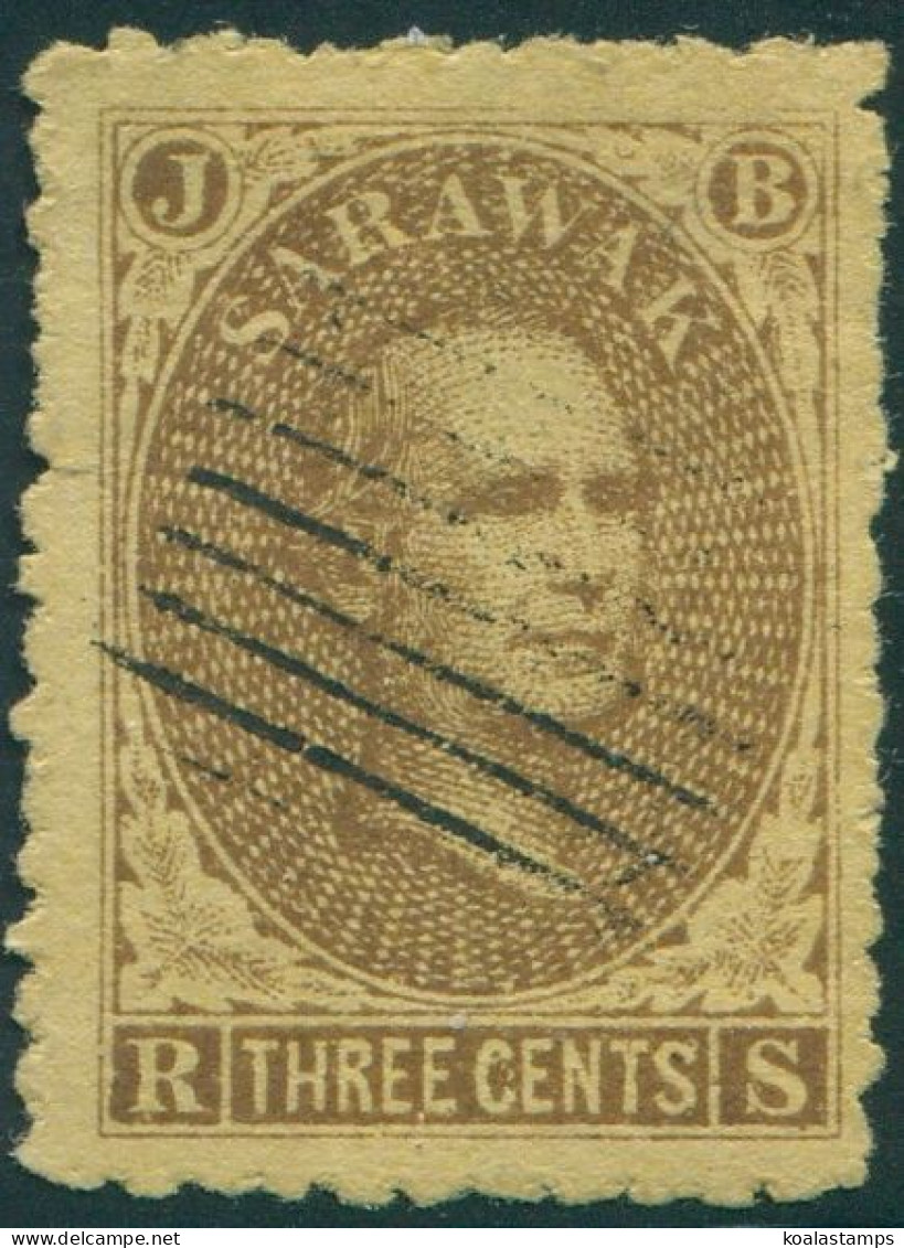 Malaysia Sarawak 1869 SG1 3c Brown On Yellow Sir James Brooke FU - Sarawak (...-1963)