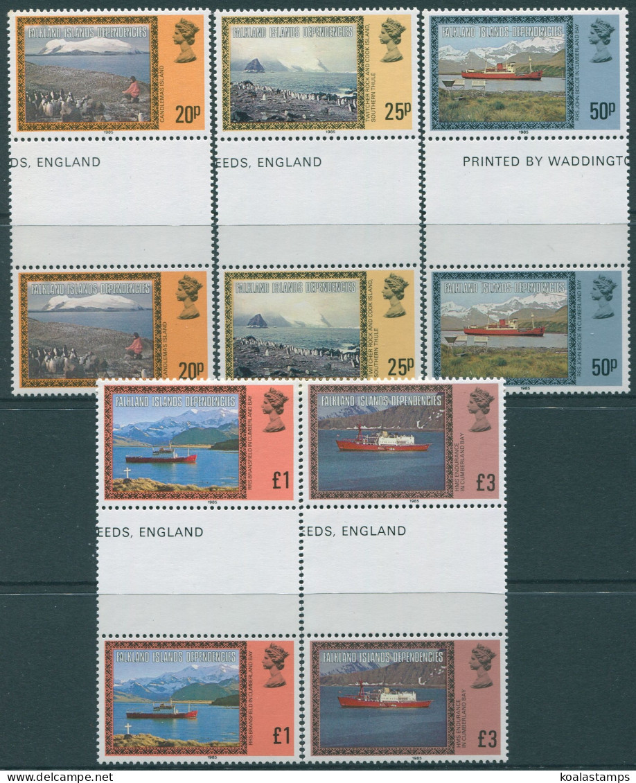 Falkland Islands 1978 SG341B-345B Mail Ships With Date (5) Gutter Pairs MNH - Falklandinseln
