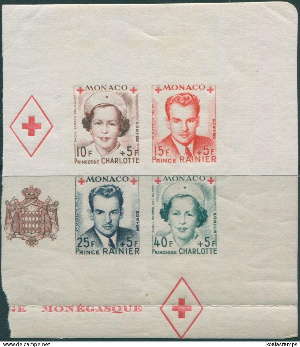 Monaco 1949 SG409 Red Cross Fund MS Imperf Block MNH - Altri & Non Classificati