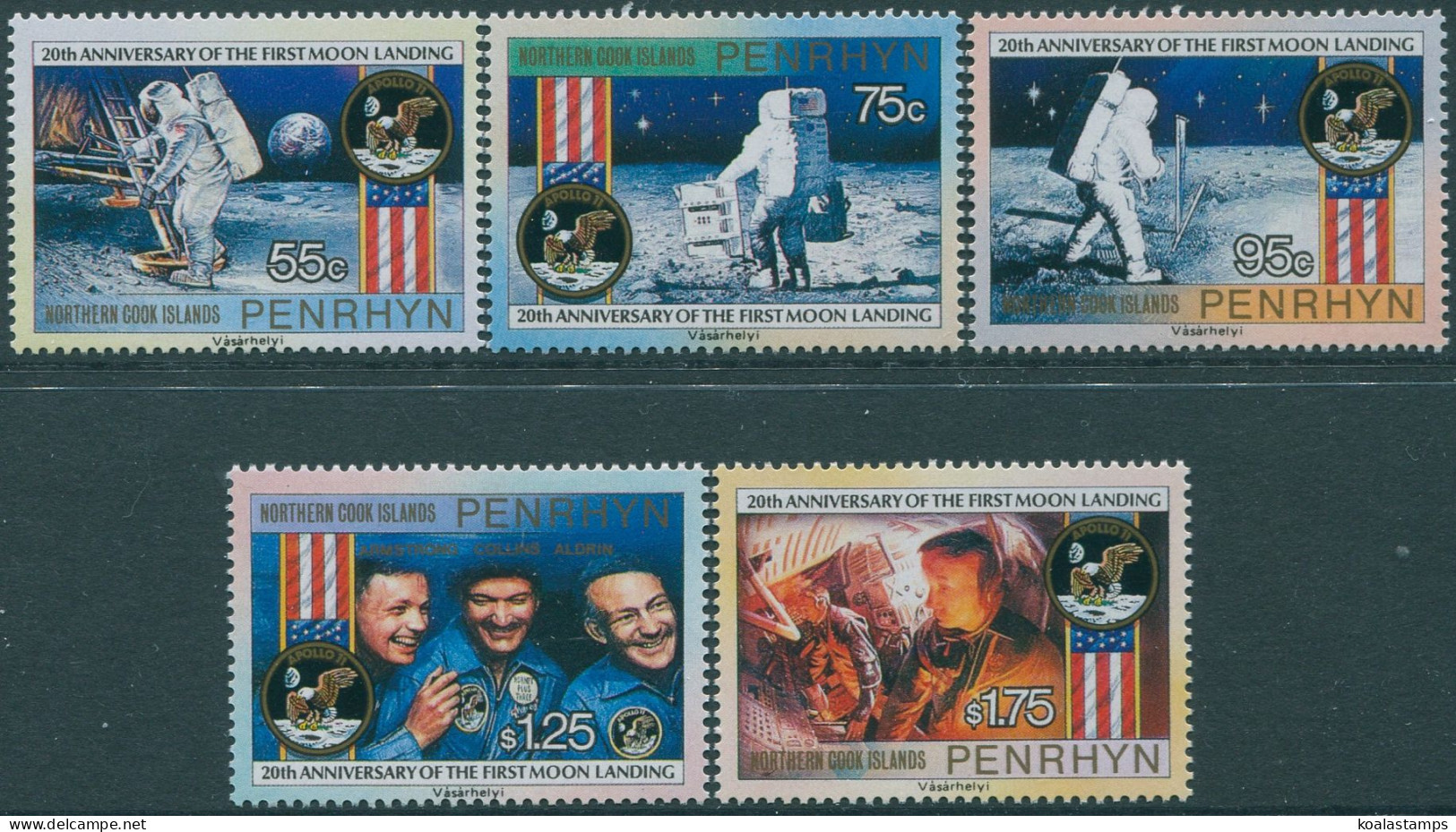 Cook Islands Penrhyn 1989 SG435-439 Moon Landing Set MNH - Penrhyn