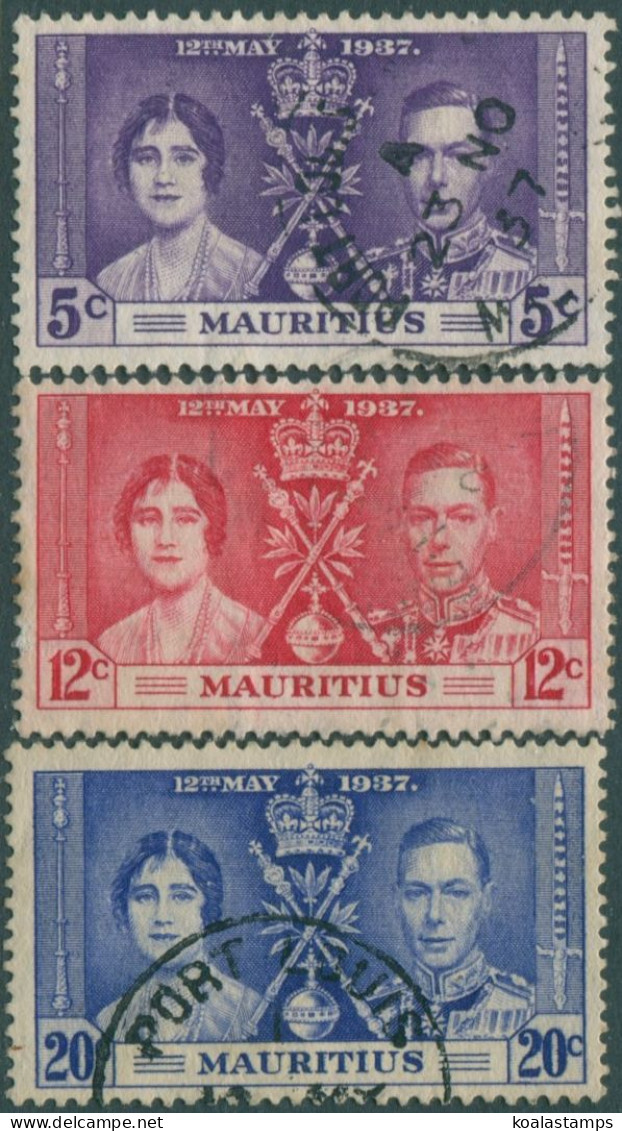 Mauritius 1937 SG249-251 Coronation Set FU - Mauricio (1968-...)