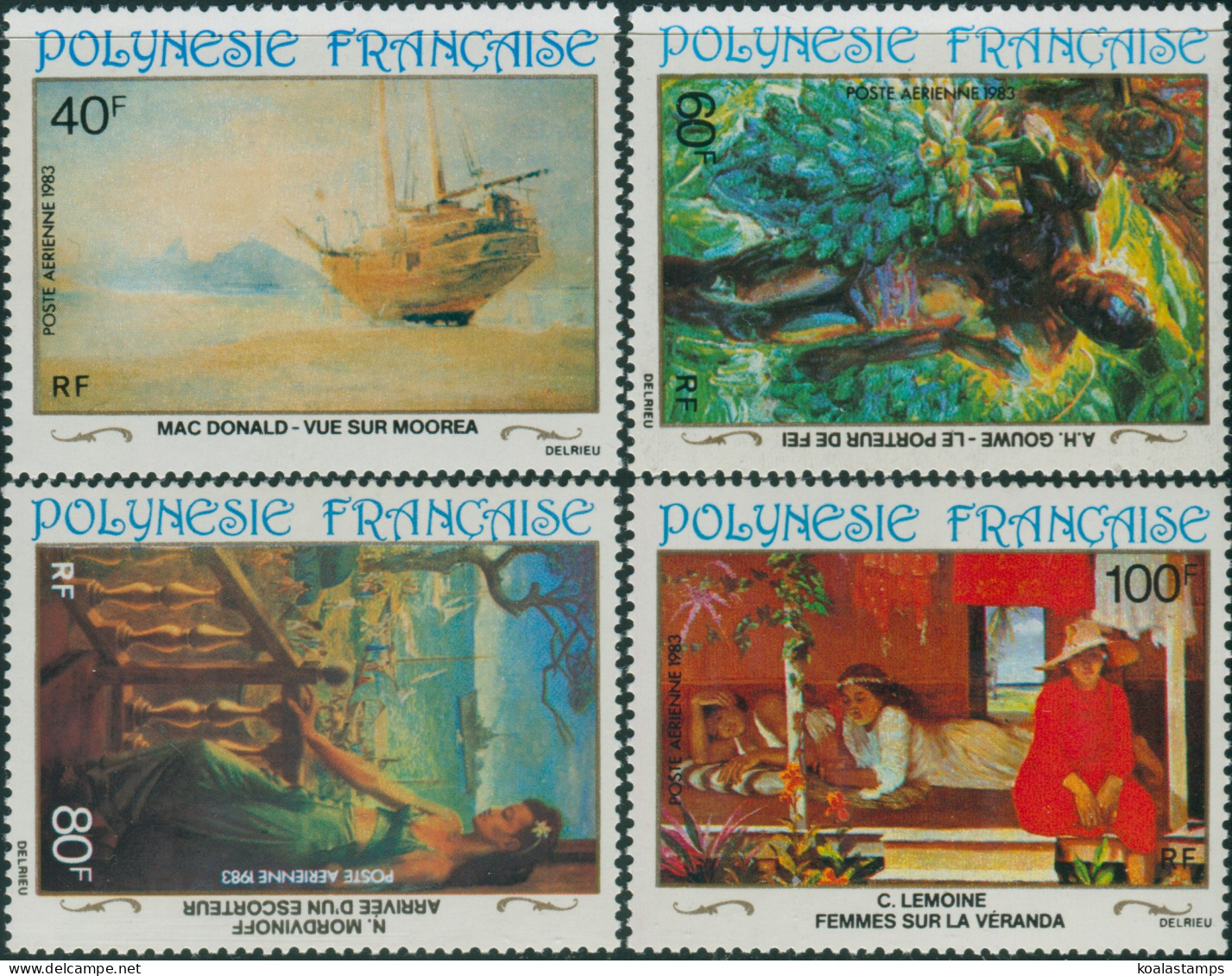 French Polynesia 1983 Sc#C202-C205,SG409-412 20th Century Paintings Set MNH - Other & Unclassified