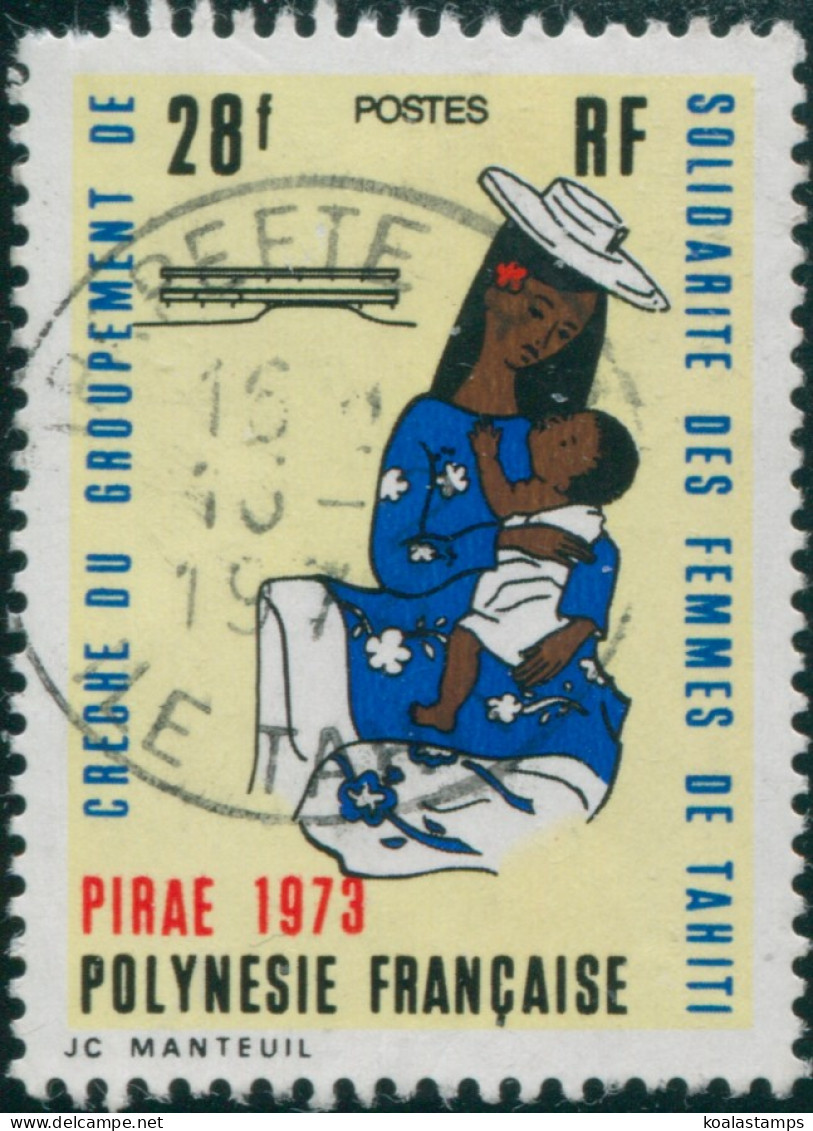 French Polynesia 1973 Sc#274,SG171 28f Polynesian Mother And Child FU - Sonstige & Ohne Zuordnung