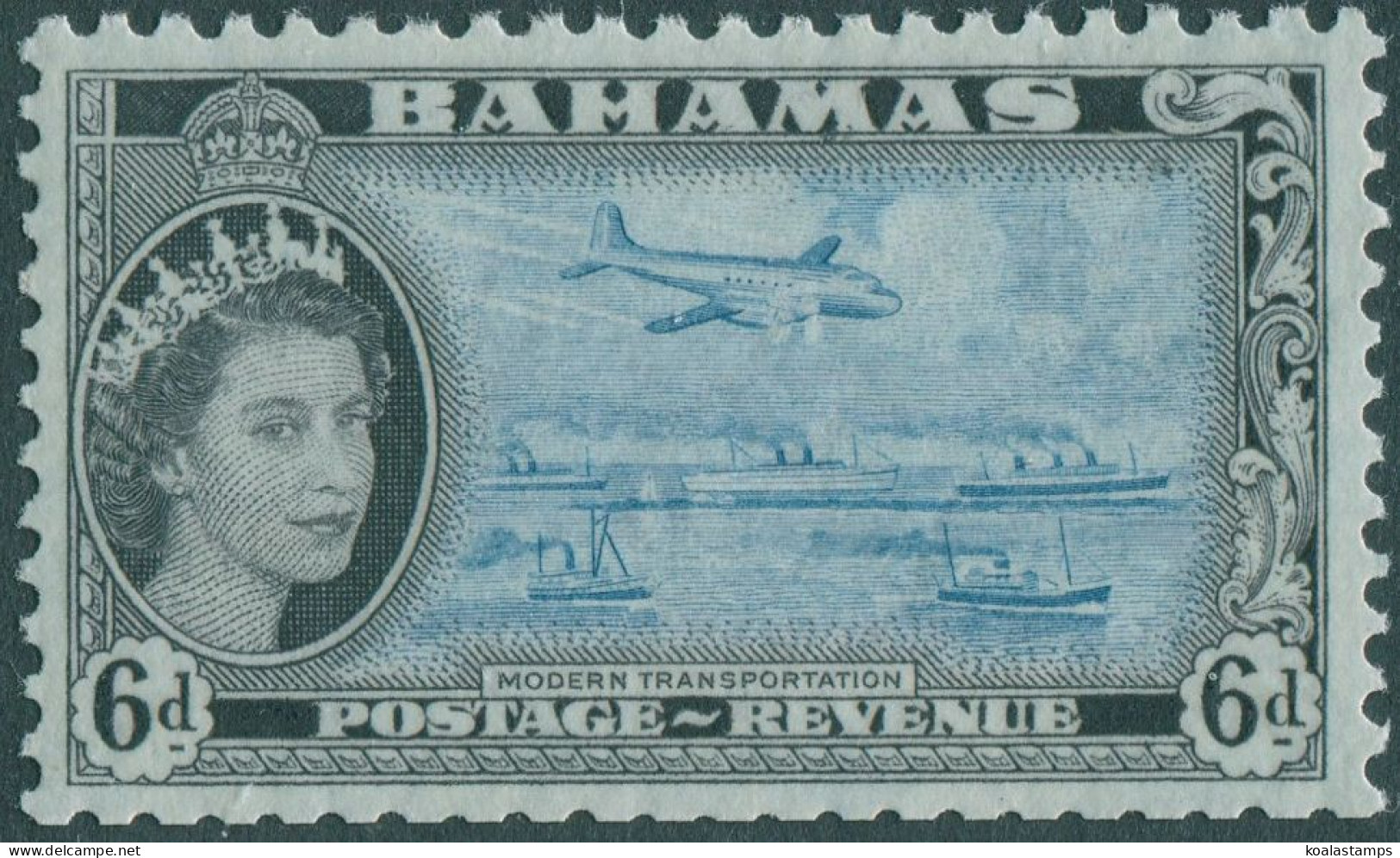 Bahamas 1954 SG208 6d Transportation QEII MNH - Bahamas (1973-...)