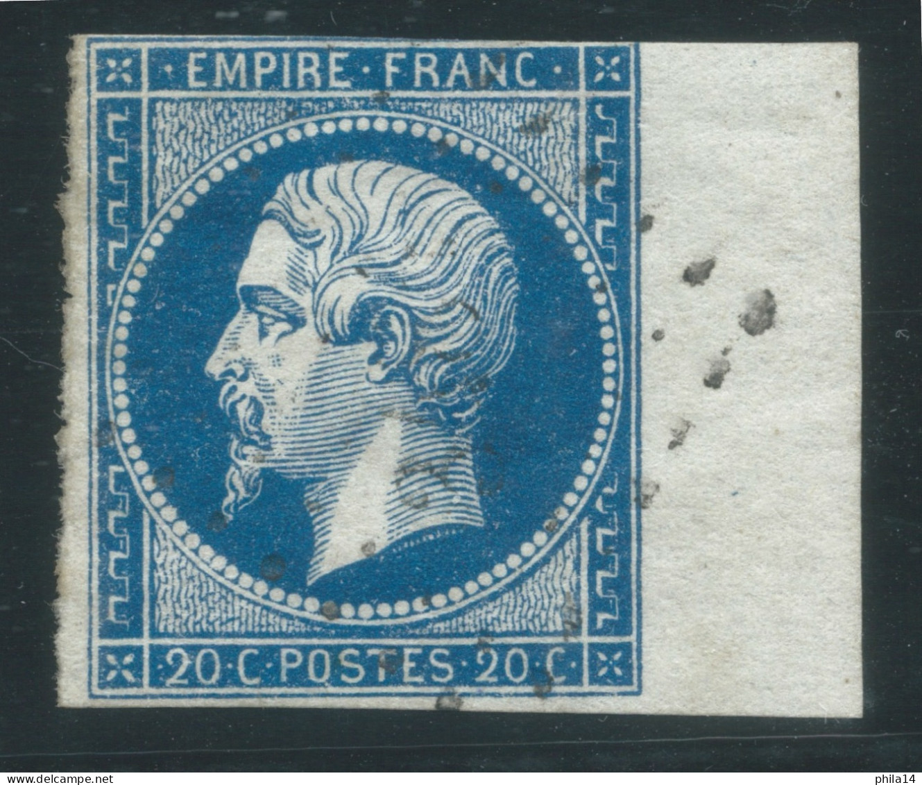 N°14 20c BLEU NAPOLEON TYPE 1 / BORD DE FEUILLE - 1853-1860 Napoléon III.