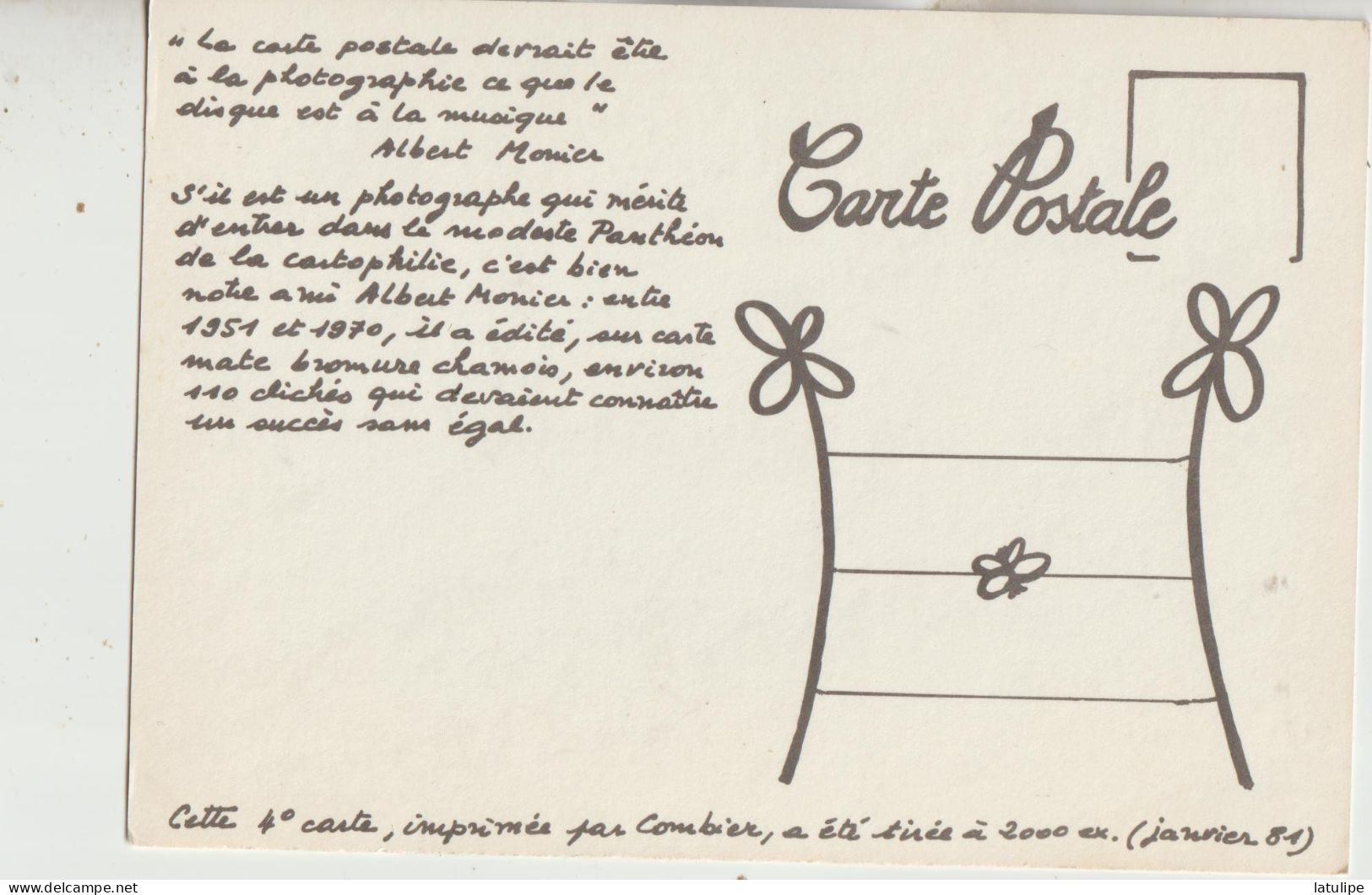 Carte Non Circulée G  F  Inedit Du Grand Photographe ALBERT MONIER Son Autoportrait -Club NEUDIN  No 4 - Personnes Identifiées