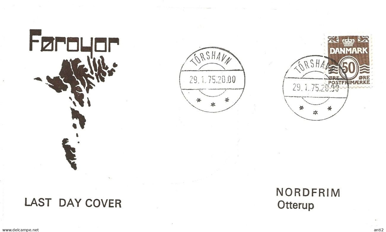 Faroe Islands 1975 Last Day Cover With Danish Stamps    29.1.75 - Faroe Islands