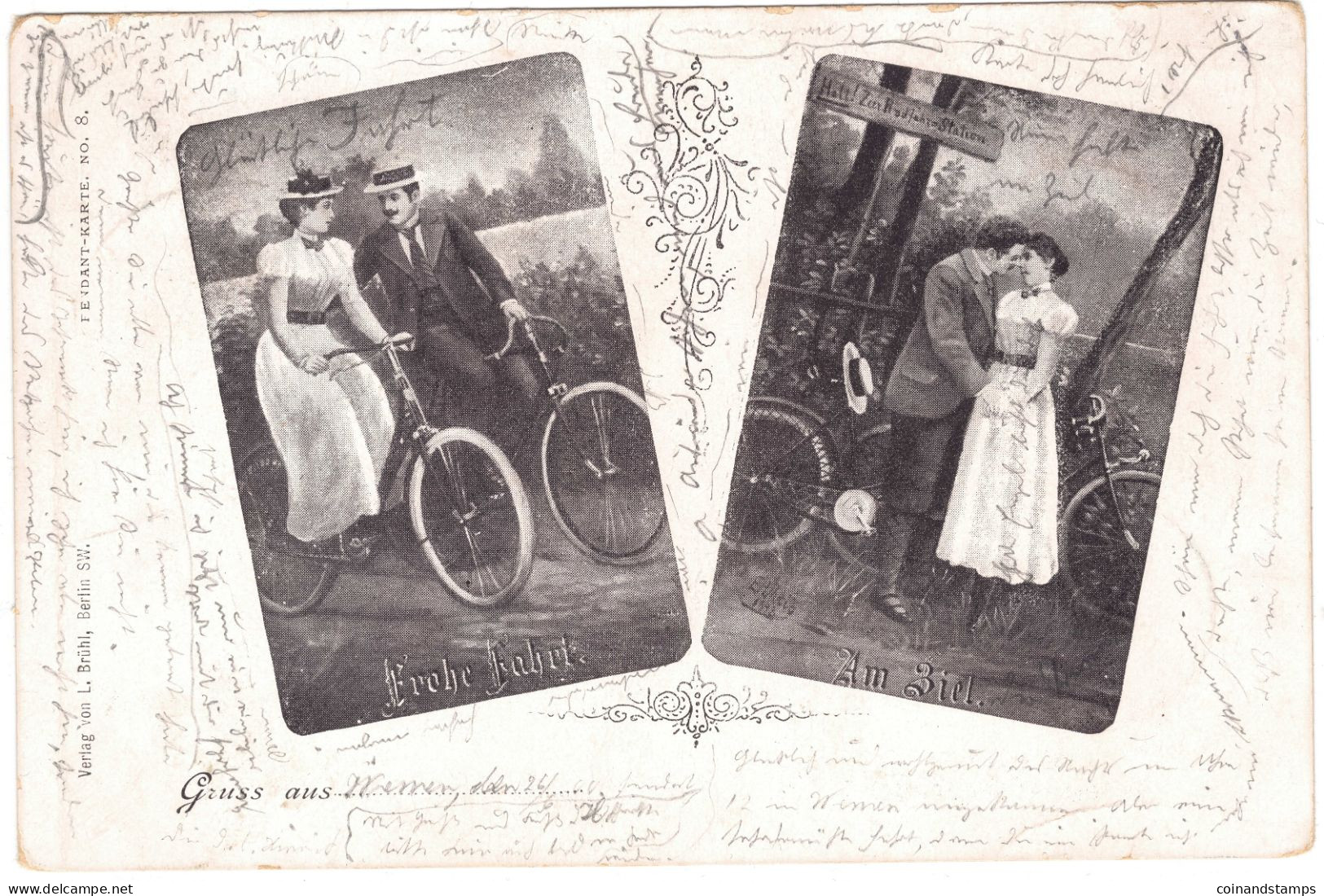 Postkarte Gruss Aus Wesser 26.6.1900 Orig. Gelaufen N. Lesum Mit Bahnpoststempel Geestemünde-Cuxhaven Zug 607, II - Andere & Zonder Classificatie