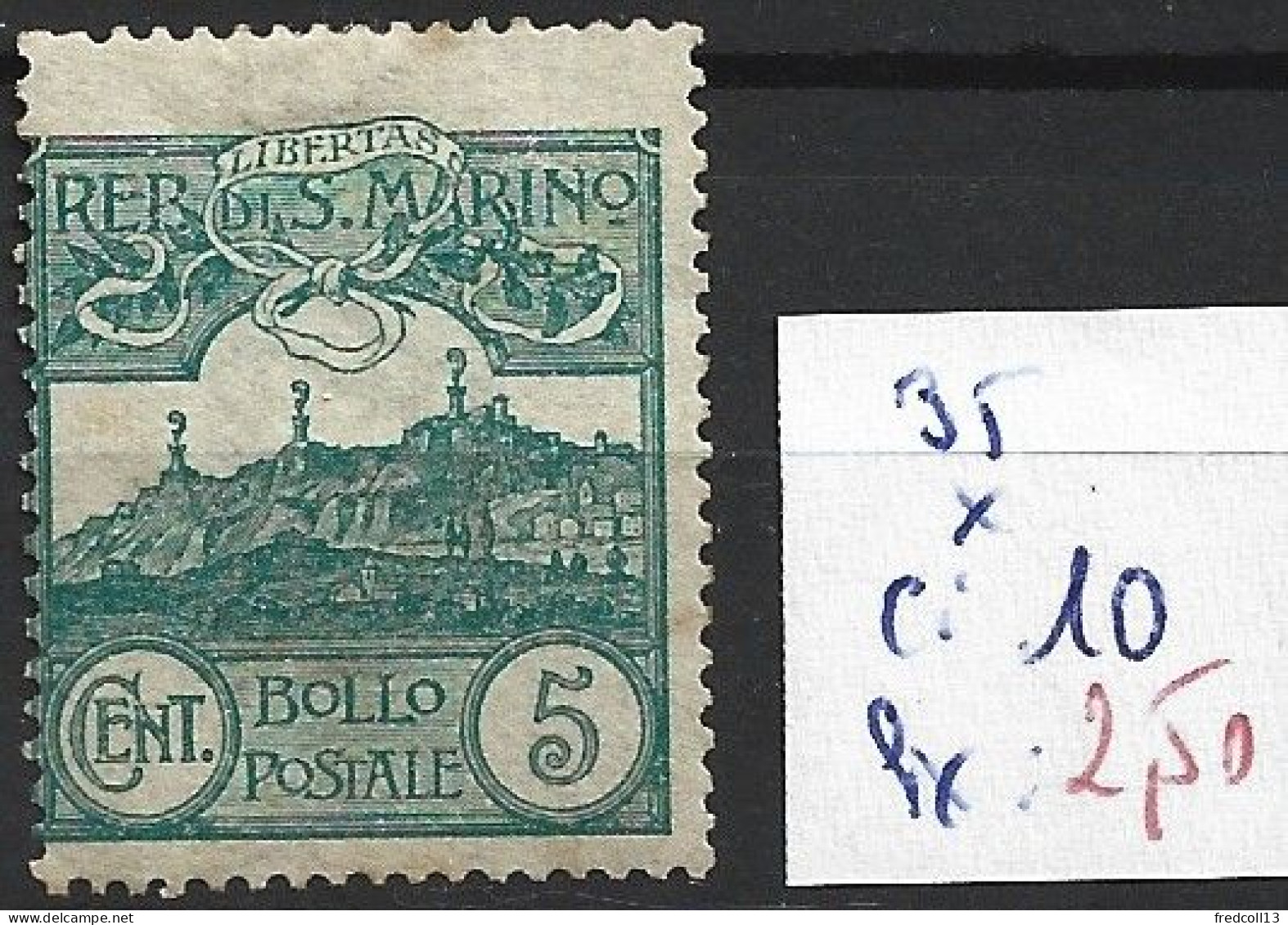 SAINT-MARIN 35 * Côte 10 € - Unused Stamps
