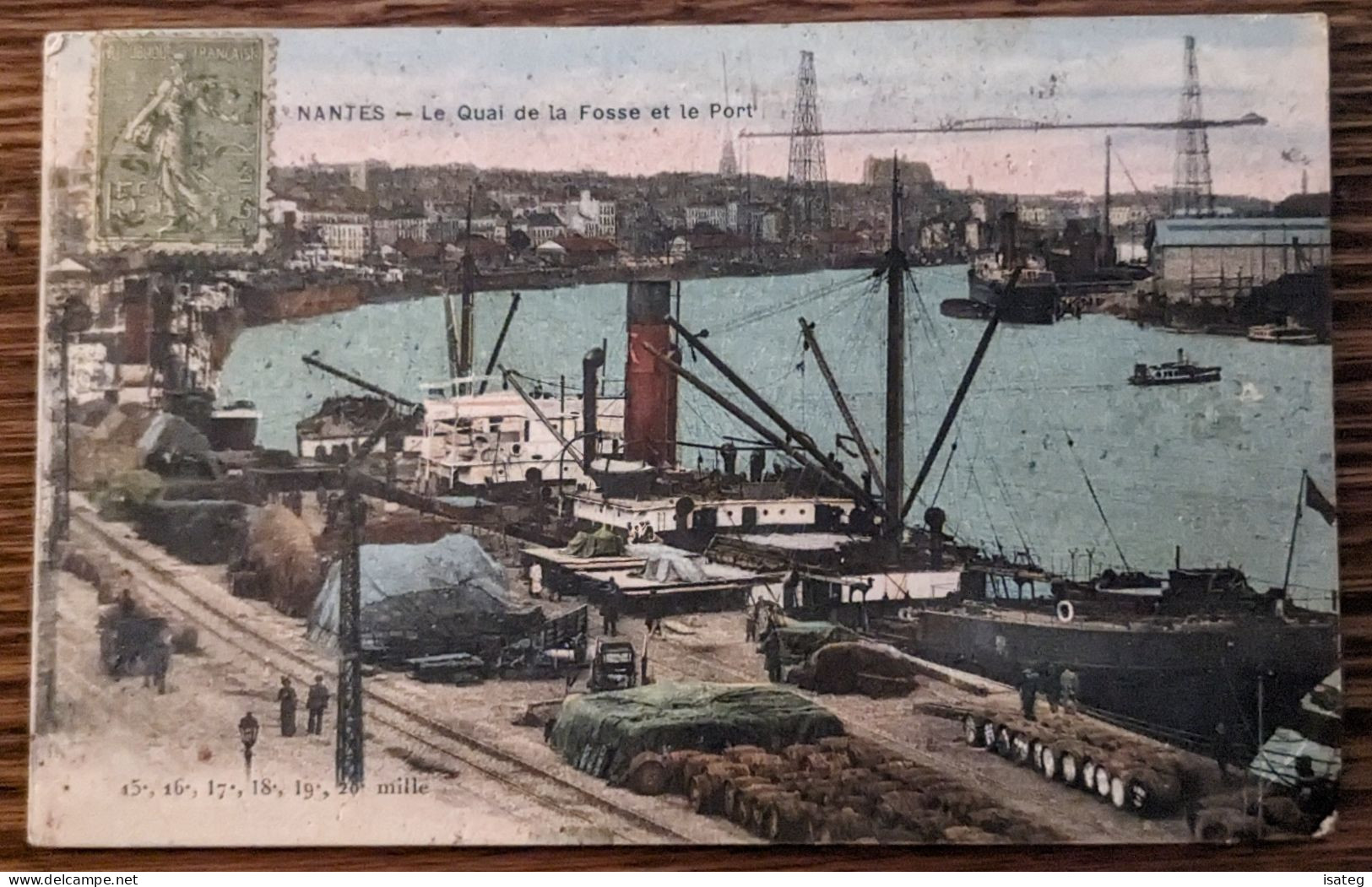 Carte Postale Ancienne Colorisée Nantes : Le Quai De La Fosse Et Le Port - Non Classés